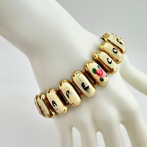 Vintage Cape Cod Massachusetts 1960s Hand Painted Souvenir 6.5" Bracelet